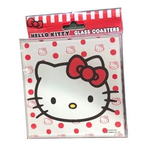 4 Hello Kitty Glass Coasters